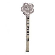 Fleur brodée gris perle